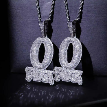 Block O Letter Pendant | CZ Iced Out Hip Hop Creative Unisex Necklace - CaratixJewelry