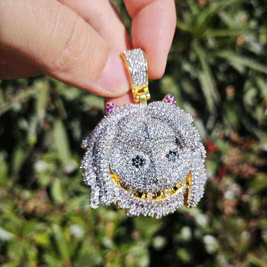 Iced Out Cartoon Girl Pendant Necklace – Hip Hop CZ Fashion Jewelry for Men & Women - CaratixJewelry