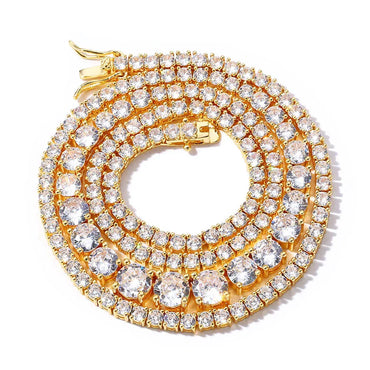 Graduated Zircon Tennis Chain Necklace Iced Out Bling Jewelry | Caratix Jewelry - CaratixJewelry