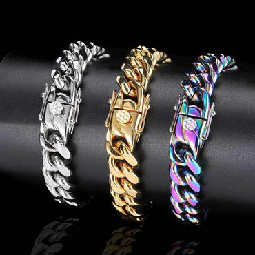 Dragon Head Clasp Stainless Steel Cuban Link Bracelet - CaratixJewelry
