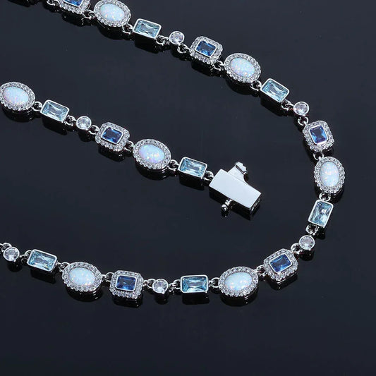 6mm Blue Zircon Bracelet Opal Style Chain Hip Hop Jewelry for Men | Caratix Jewelry - CaratixJewelry