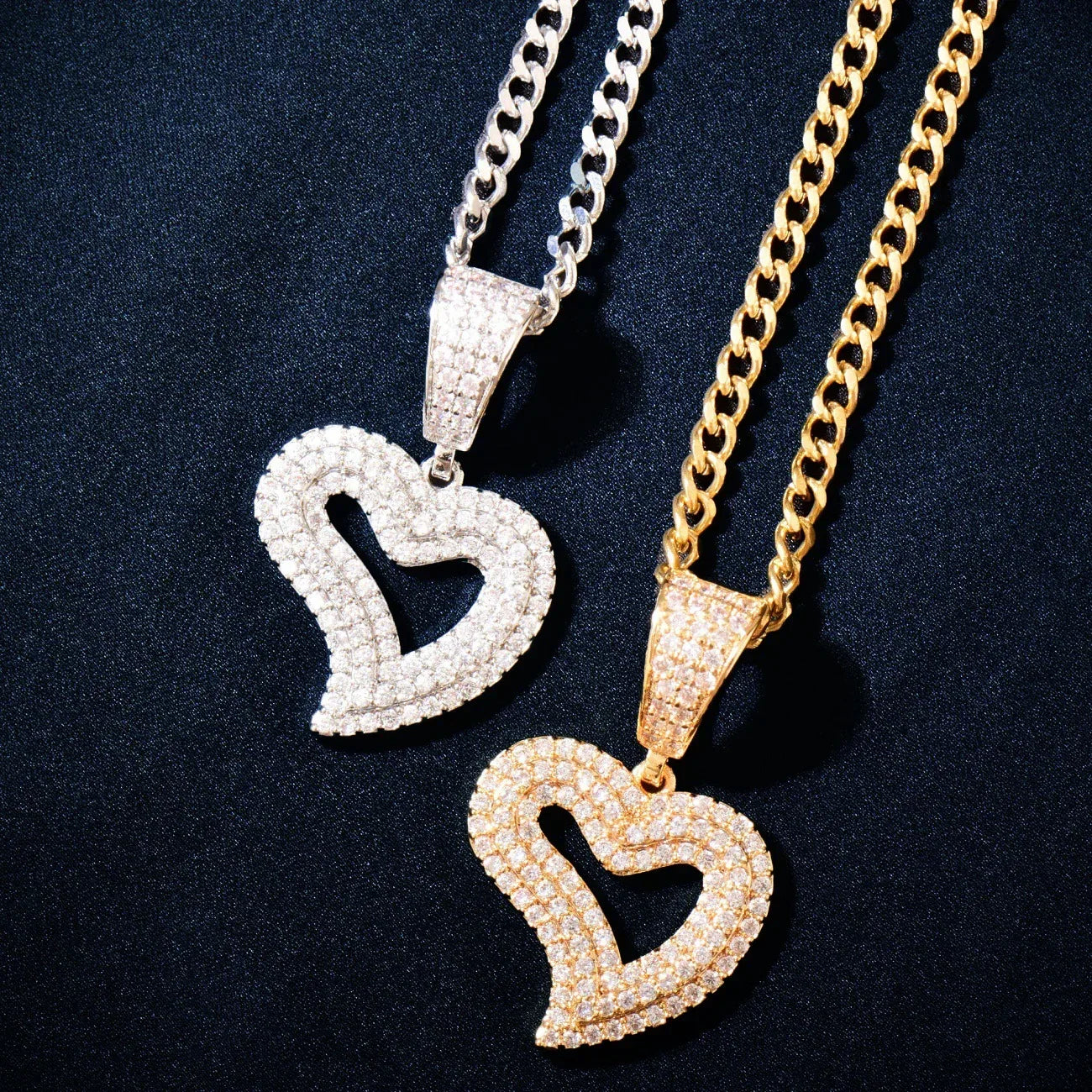 Hollow Heart Pendant Necklace | CZ Minimalist Hip Hop Fashion Jewelry - CaratixJewelry