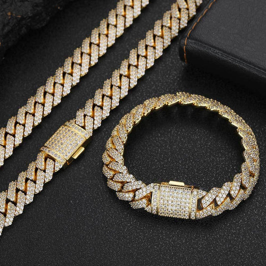 12mm Double Row Cuban Zircon Hip Hop Jewelry Necklace - CaratixJewelry