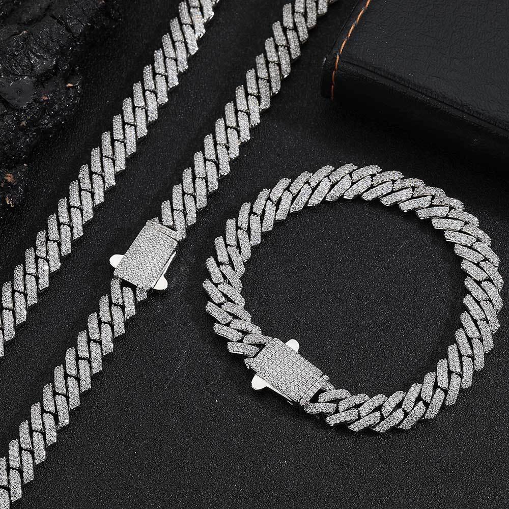 8mm Iced Out Cut Cuban Chain Zircon Necklace with Spring Clasp for Men | Caratix Jewelry - CaratixJewelry