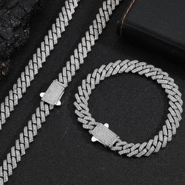 8mm Double Row Cuban Link Zircon Necklace - CaratixJewelry