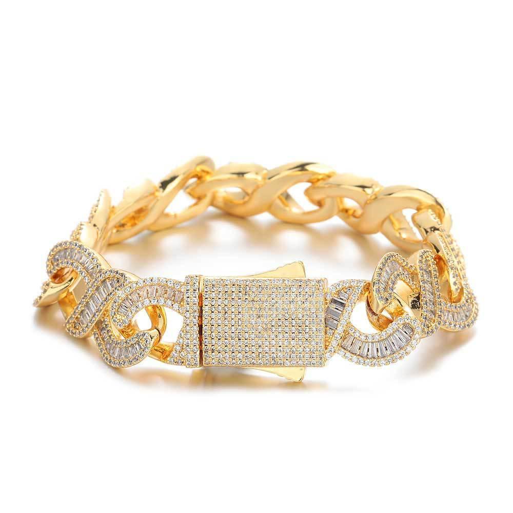 Infinity 8 Link Cuban Chain Bracelet with T-Shaped Zircon - CaratixJewelry