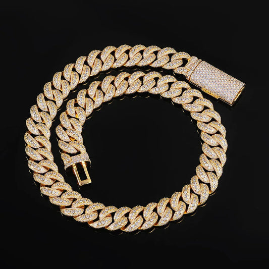 18mm Zircon Cuban Chain Necklace Hip Hop Jewelry - CaratixJewelry