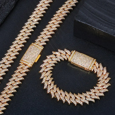 Custom 15mm Iced Out Thorn Cuban Bracelet | Barbed Wire Hip Hop - CaratixJewelry