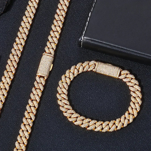 Custom 10mm Triple-Row Iced Cuban Link Gold Chain - CaratixJewelry