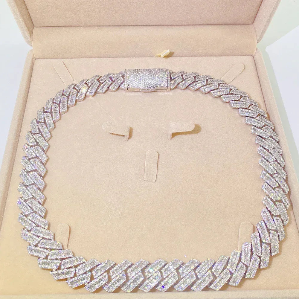 18mm Moissanite Cuban Link Necklace & Bracelet | S925 Silver Iced Out Hip Hop Jewelry - CaratixJewelry