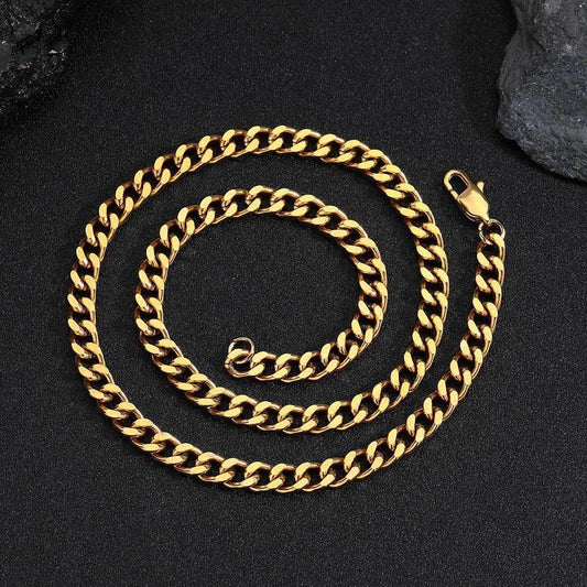 6mm Four-Sided Cut Cuban Chain Necklace with Box Clasp for Men | Caratix Jewelry - CaratixJewelry