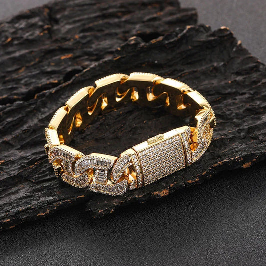 16mm T-Shaped Zircon Cuban Link Bracelet - CaratixJewelry
