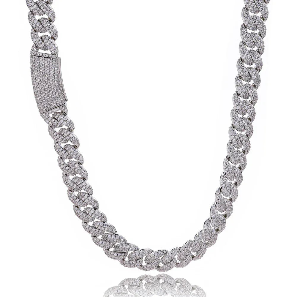 13mm Double Row Full Zircon Bubble Cuban Chain Custom Necklace - CaratixJewelry