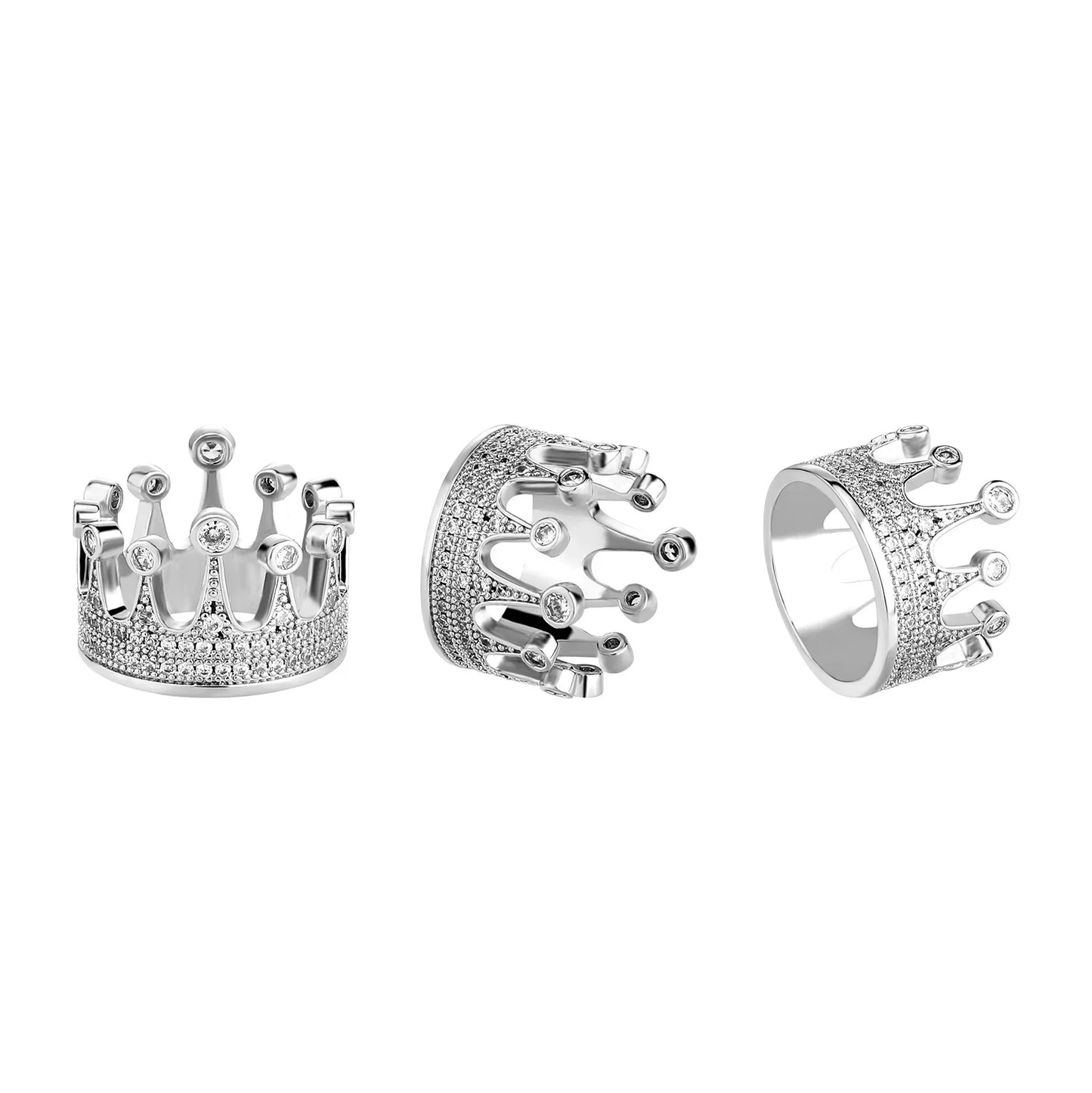 Sweet Japanese Crown Ring | Delicate Princess Tiara Pave Band | Caratix