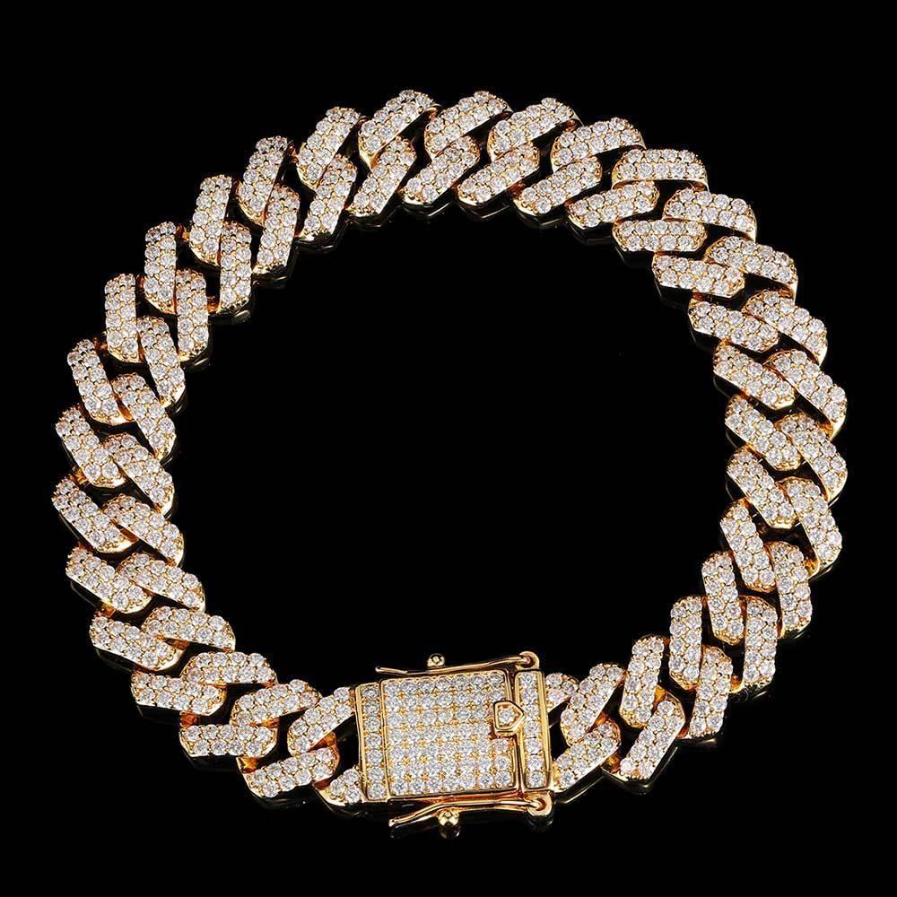 12mm Double Row Cuban Chain Bracelet Zircon - CaratixJewelry