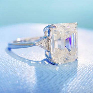 2026 Summer New S925 Silver 5ct Emerald Cut Moissanite Ring | Massive 9x11mm D VVS1 | Caratix