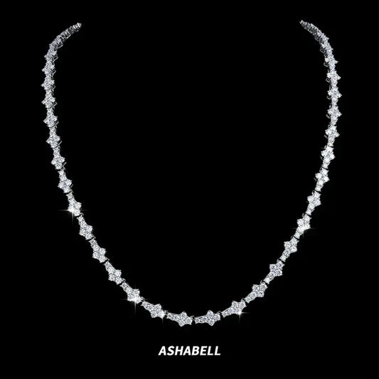 Moissanite Tennis Chain with Cross-Flower Design – S925 Sterling Silver Iced-Out Hip Hop Bracelet/Necklace - CaratixJewelry