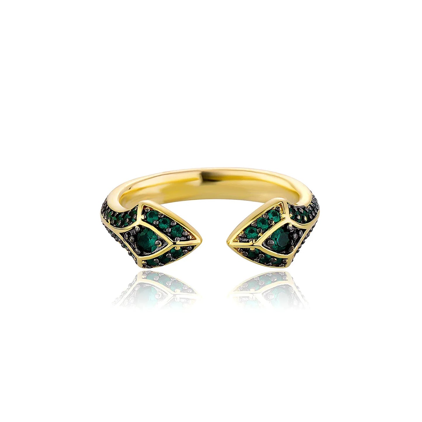 Double-Headed Snake Ring | Iced Out Guardian Serpent Band | Caratix