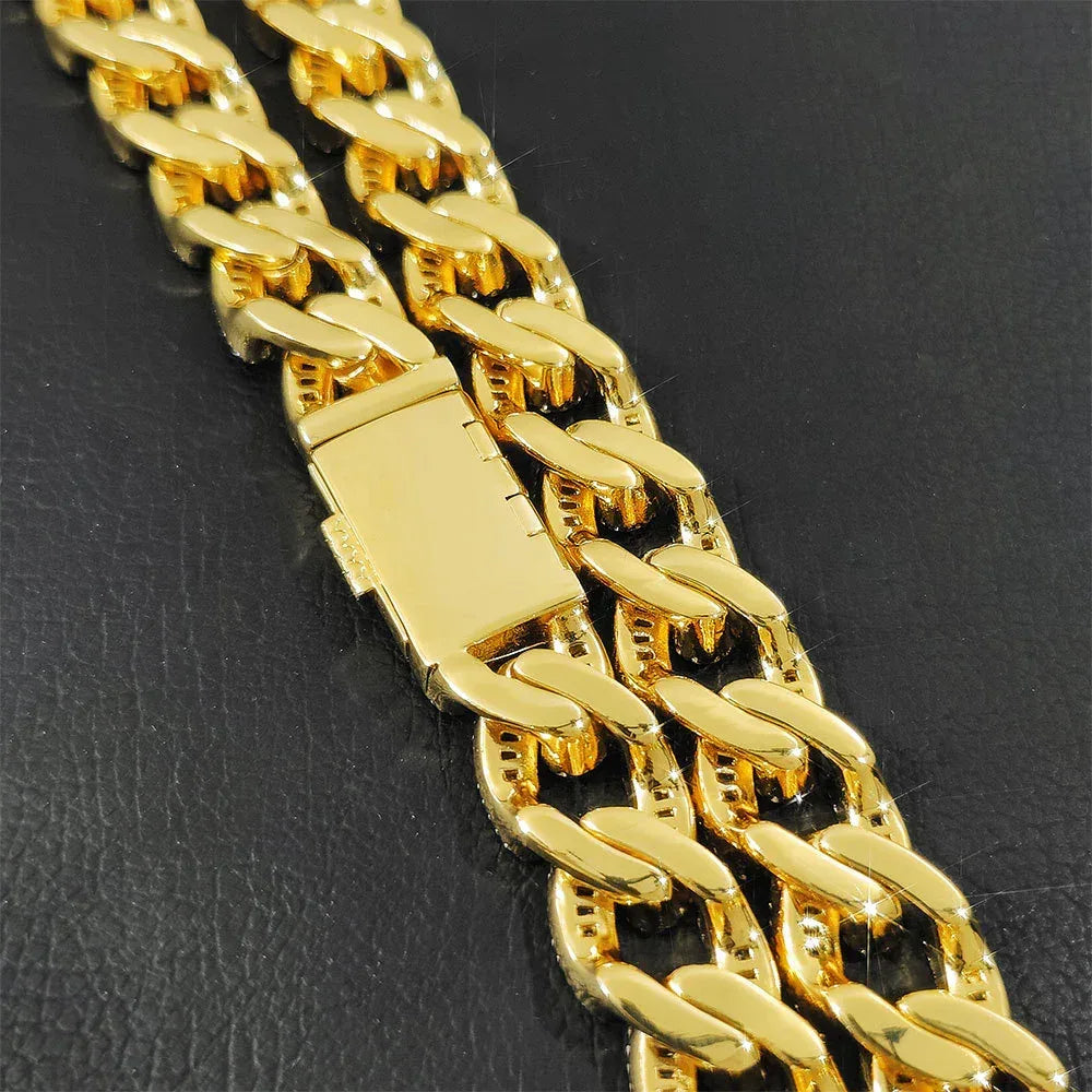 15mm T-Shape Zircon Cuban Link Necklace - CaratixJewelry