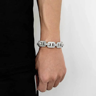 Iced-Out Pig Nose Cuban Link Bracelet with Zircon Hip Hop Jewelry - CaratixJewelry