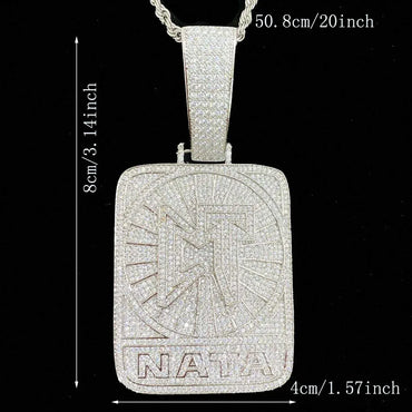 Iced Out CT NATA Pendant | Natanael Cano "Corridos Tumbados" Necklace | Premium Copper CZ Hip Hop Jewelry | Nata Montana Fan Bling | Caratix - CaratixJewelry