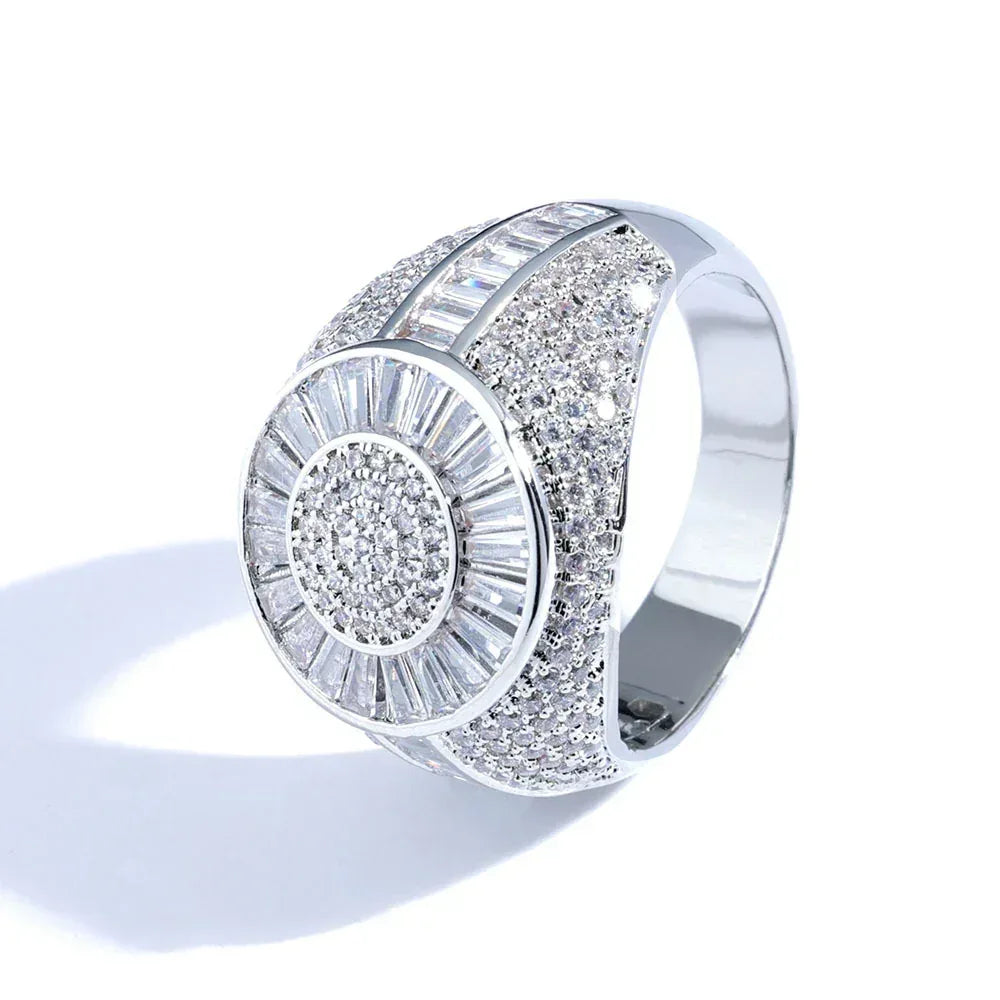 T Cut Zircon Round Ring Rapper Style Hip Hop Jewelry | Caratix Jewelry - CaratixJewelry