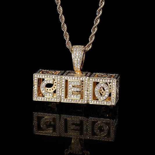 Hollow Square Letter Pendant Necklace with Micro-Pave Zircon for Men and Women | Caratix Jewelry - CaratixJewelry