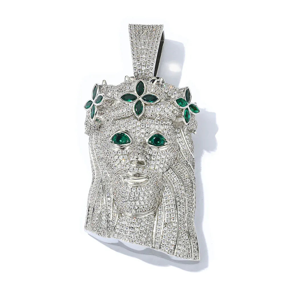 Men's Clover Portrait Zircon Pendant | Full Iced Out Copper Necklace | Retro Trend Rapper Chain | Caratix - CaratixJewelry