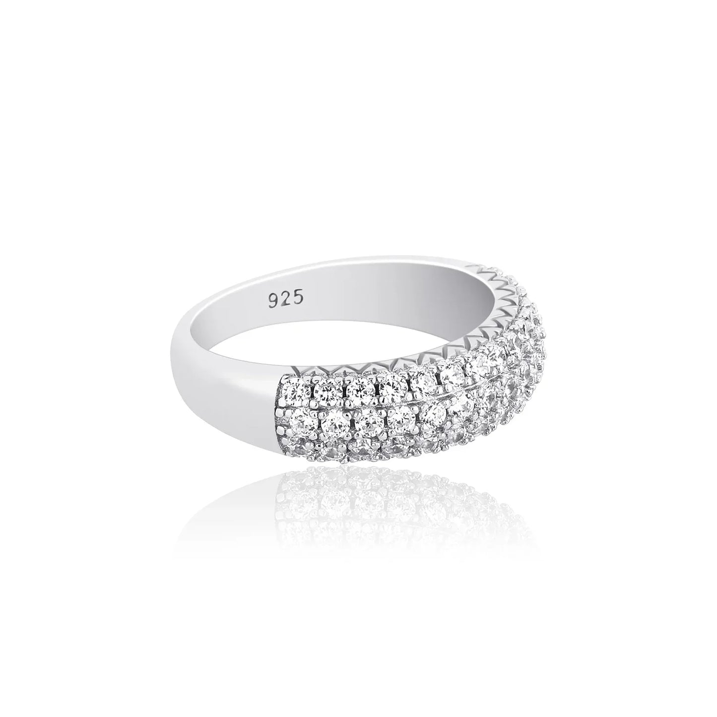 S925 Sterling Silver Starry Night Ring | Full Iced Out Pave Band | Caratix