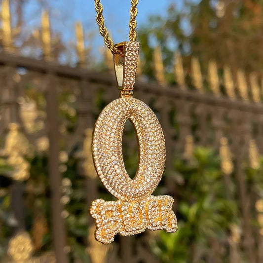 Luxury O-Block Iced Out Letter Pendant | Men's Hip Hop Drill Culture Necklace | Premium Copper CZ Jewelry | Street Legend Bling | Caratix - CaratixJewelry