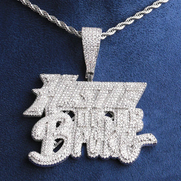 Iced Out "Hustle or Broke" Pendant | Men's Motivational Statement Necklace - CaratixJewelry