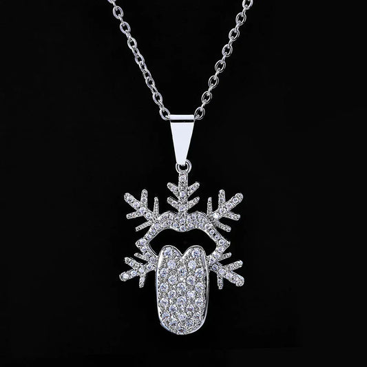 Snowflake Tongue Pendant Necklace Zircon Hip Hop Jewelry | Caratix Jewelry - CaratixJewelry