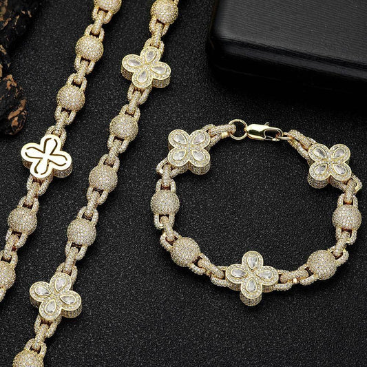Bubble Bead Iced Out Zircon Rapper Chain Necklace Bracelet | Caratix Jewelry - CaratixJewelry