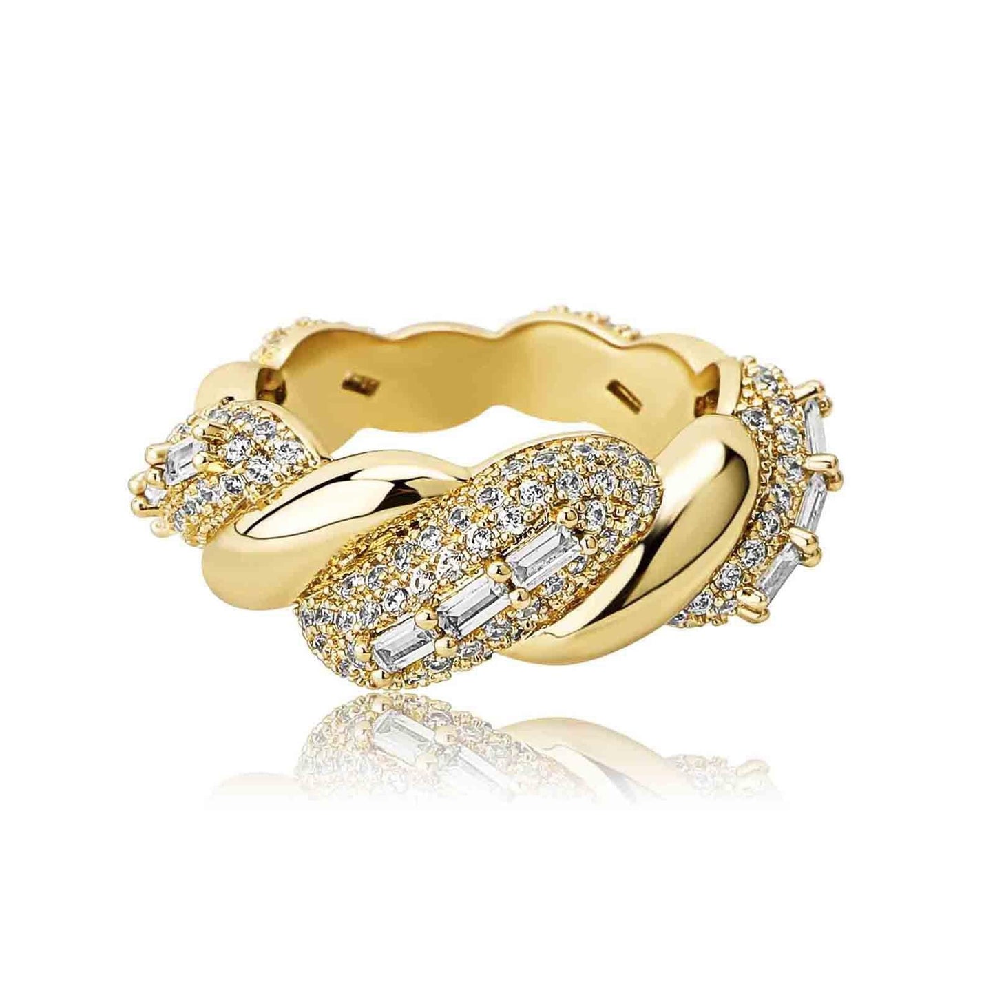 Twisted Rope Thorn Ring | Iced Out Micro-Pave Band | Caratix