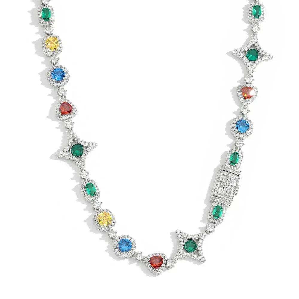 Geometric Moissanite Gemstone Chain Necklace – S925 Sterling Silver Custom Luxury Jewelry for Women - CaratixJewelry