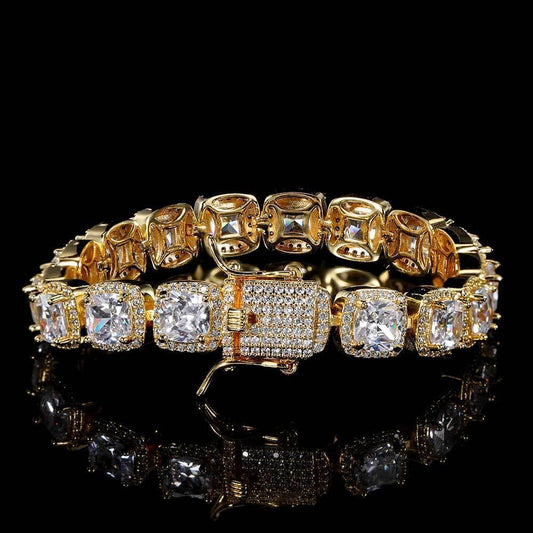 10mm Square Tennis Chain Bracelet with Micro-Paved Square Zircon for Men | Caratix Jewelry - CaratixJewelry