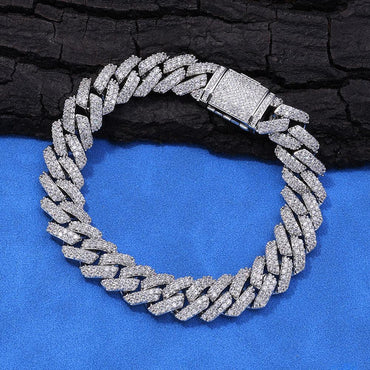 Iced Out Jewelry 15mm S925 Silver CZ Cuban Link Bracelet – Custom Men’s Fashion Accessory | Caratix Jewelry - CaratixJewelry