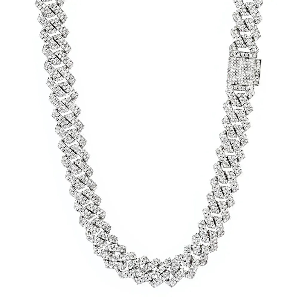 14mm Cut Cuban Chain Double Row Iced Out Rapper Necklace | Caratix Jewelry - CaratixJewelry