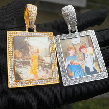 Heart Photo Frame Pendant | CZ Iced Out Custom Picture Hip Hop Necklace - CaratixJewelry