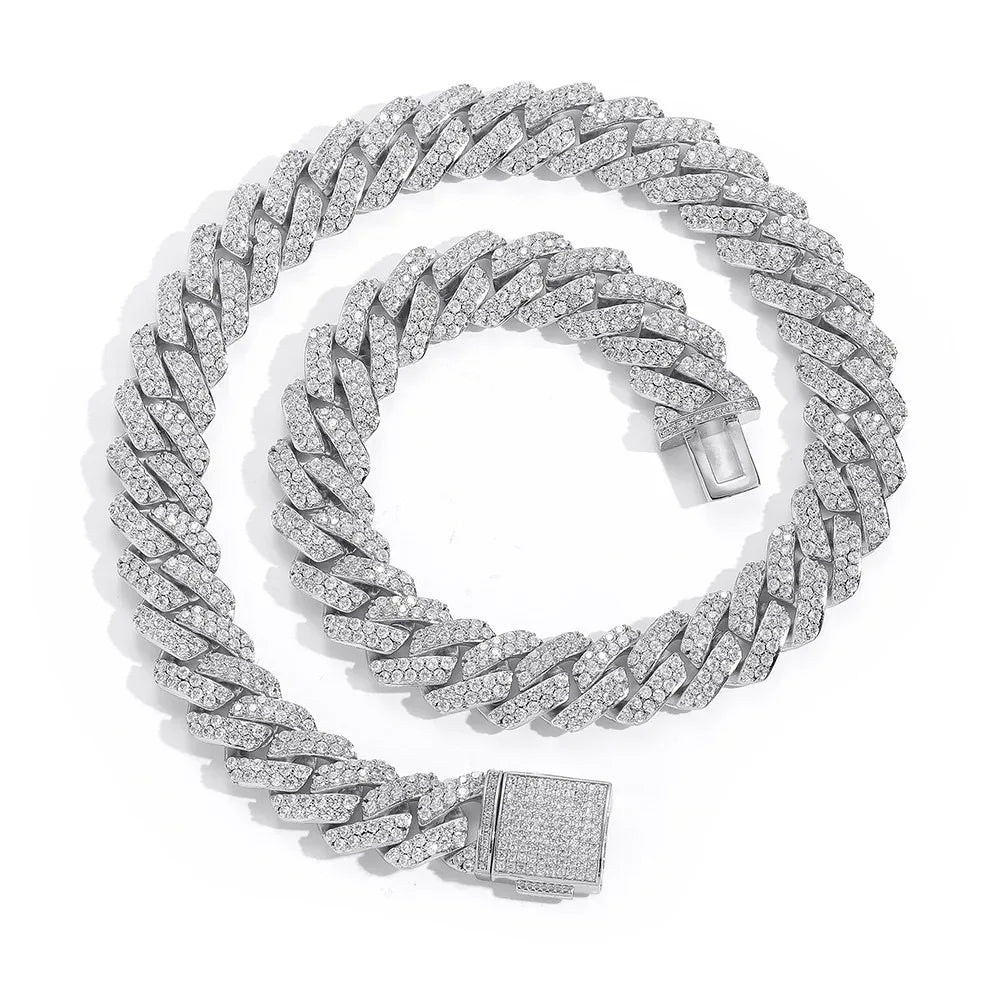 15mm Double Row Iced Out Cut Cuban Chain Zircon Necklace - CaratixJewelry