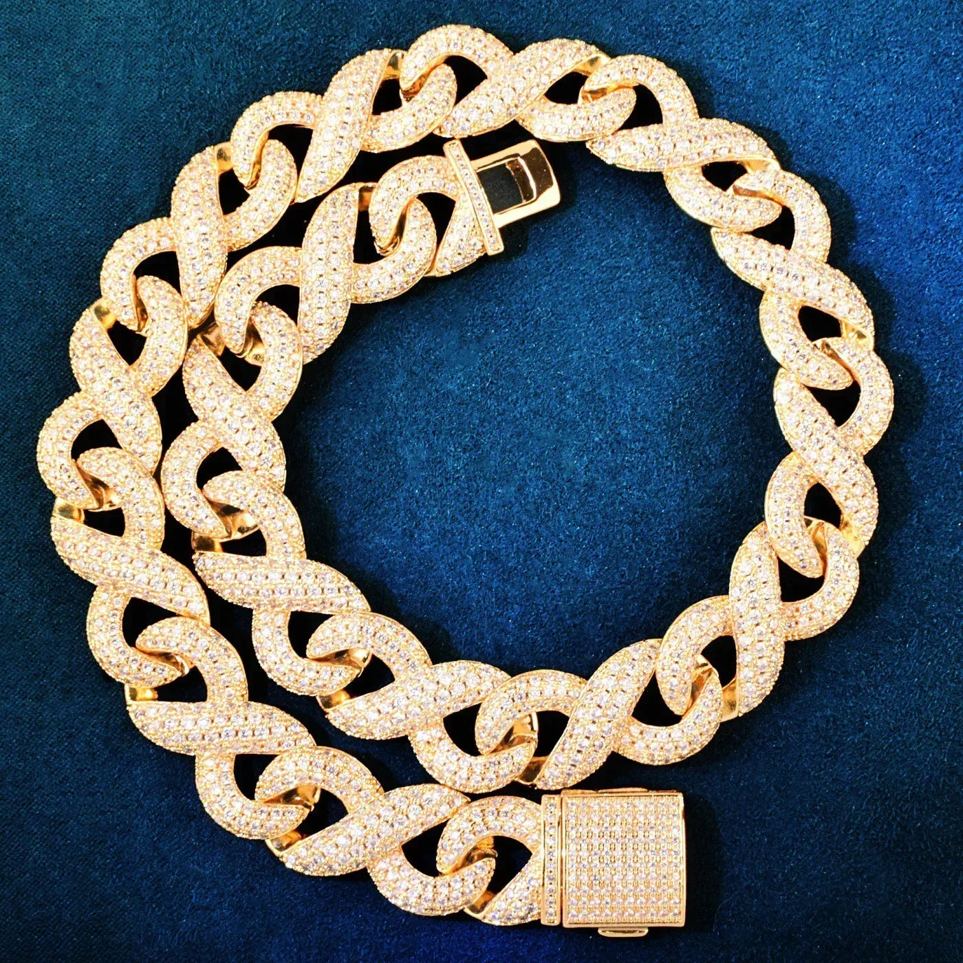 15mm Iced Out 8-Bit Cuban Chain Necklace with Full Zircon Stones - CaratixJewelry