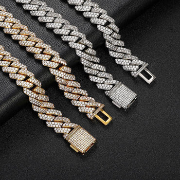 15mm Double Row Cuban Chain Bracelet with Zircon - CaratixJewelry