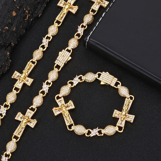 Custom Mixed Baguette Cross Ball Necklace | Iced Out Jewelry for Men | Caratix - CaratixJewelry