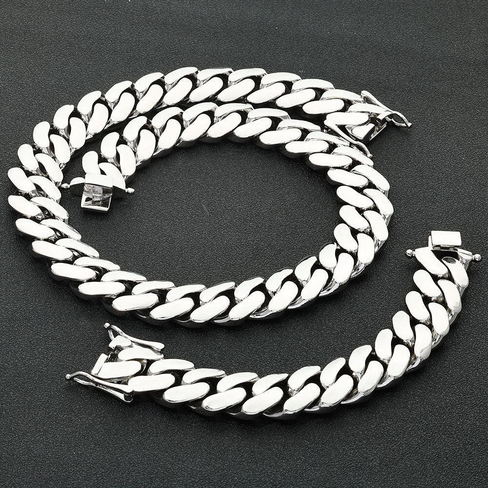 Custom Plain Solid Cuban Link Necklace for Rapper | Iced Out Chain Style - CaratixJewelry