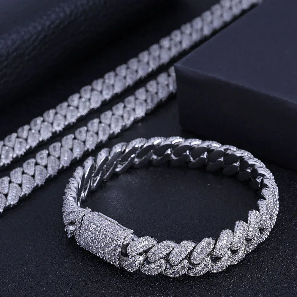 12mm T Cut Zircon Cuban Chain Necklace Hip Hop Jewelry - CaratixJewelry