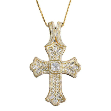 Luxury 3D Inward-Bevel Cross Pendant for Men | Hip Hop Iced Out Geometric Cross Necklace | Premium Copper CZ Jewelry | Senior Sense Bling | Caratix - CaratixJewelry