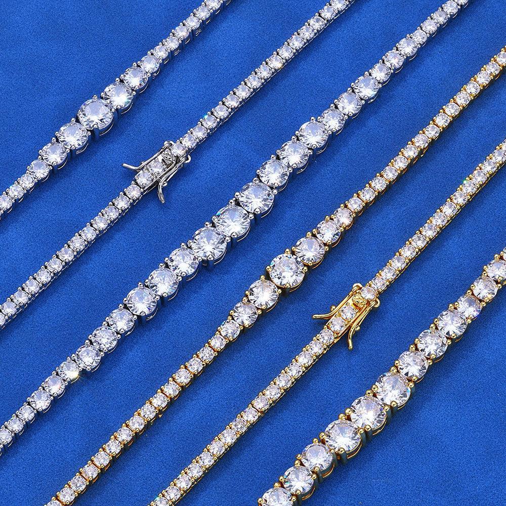 Graduated Zircon Tennis Chain Necklace Iced Out Bling Jewelry | Caratix Jewelry - CaratixJewelry