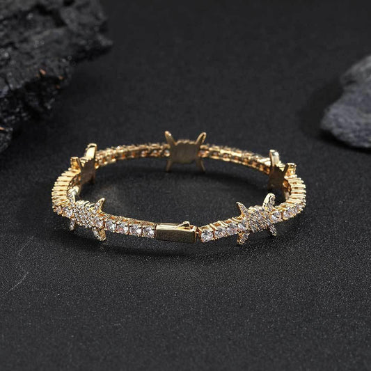 Zircon Tennis Bracelet with Thorn Design and Spring Clasp for Men & Women | Caratix Jewelry - CaratixJewelry