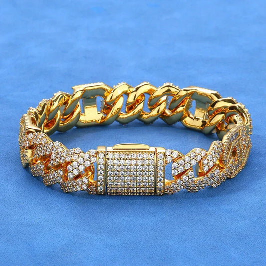Custom 15mm Mariner Rhombus Cuban Bracelet Iced Out Jewelry | Caratix - CaratixJewelry