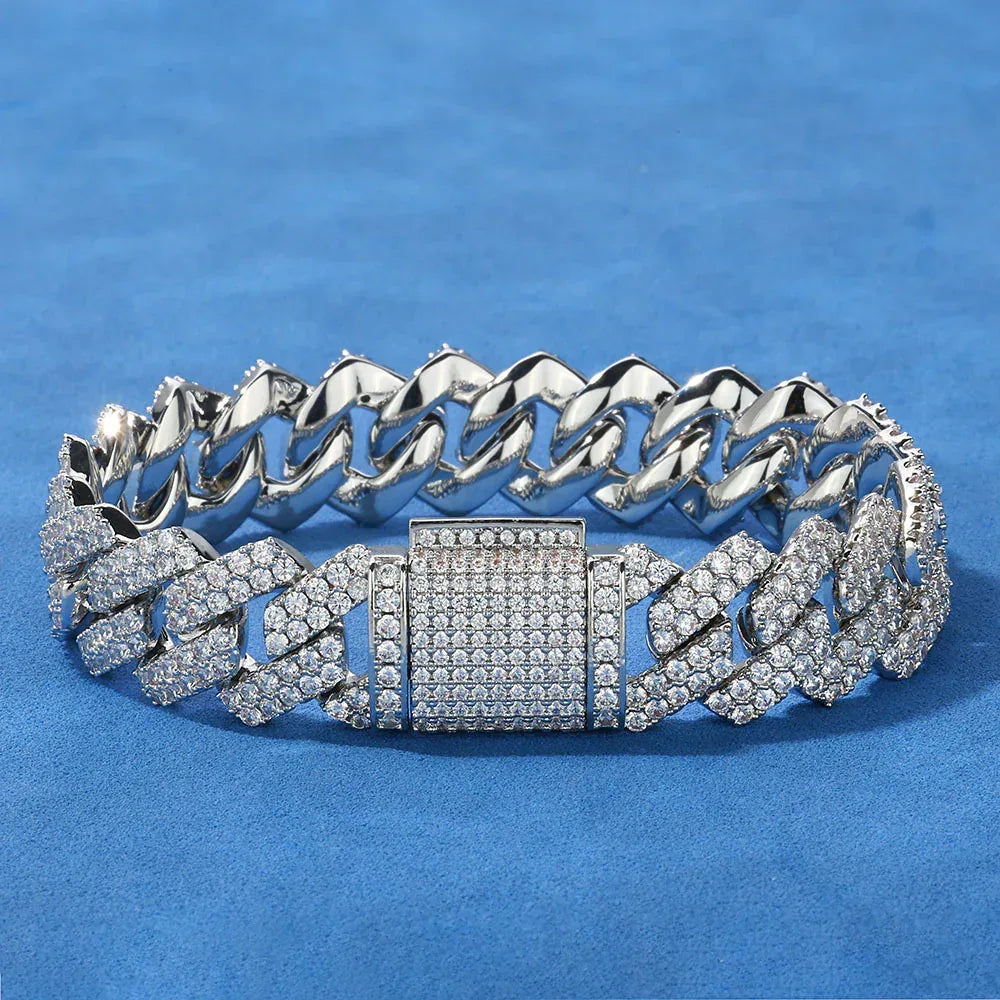 14mm -Pattern Iced-Out Zircon Cuban Link Bracelet - CaratixJewelry